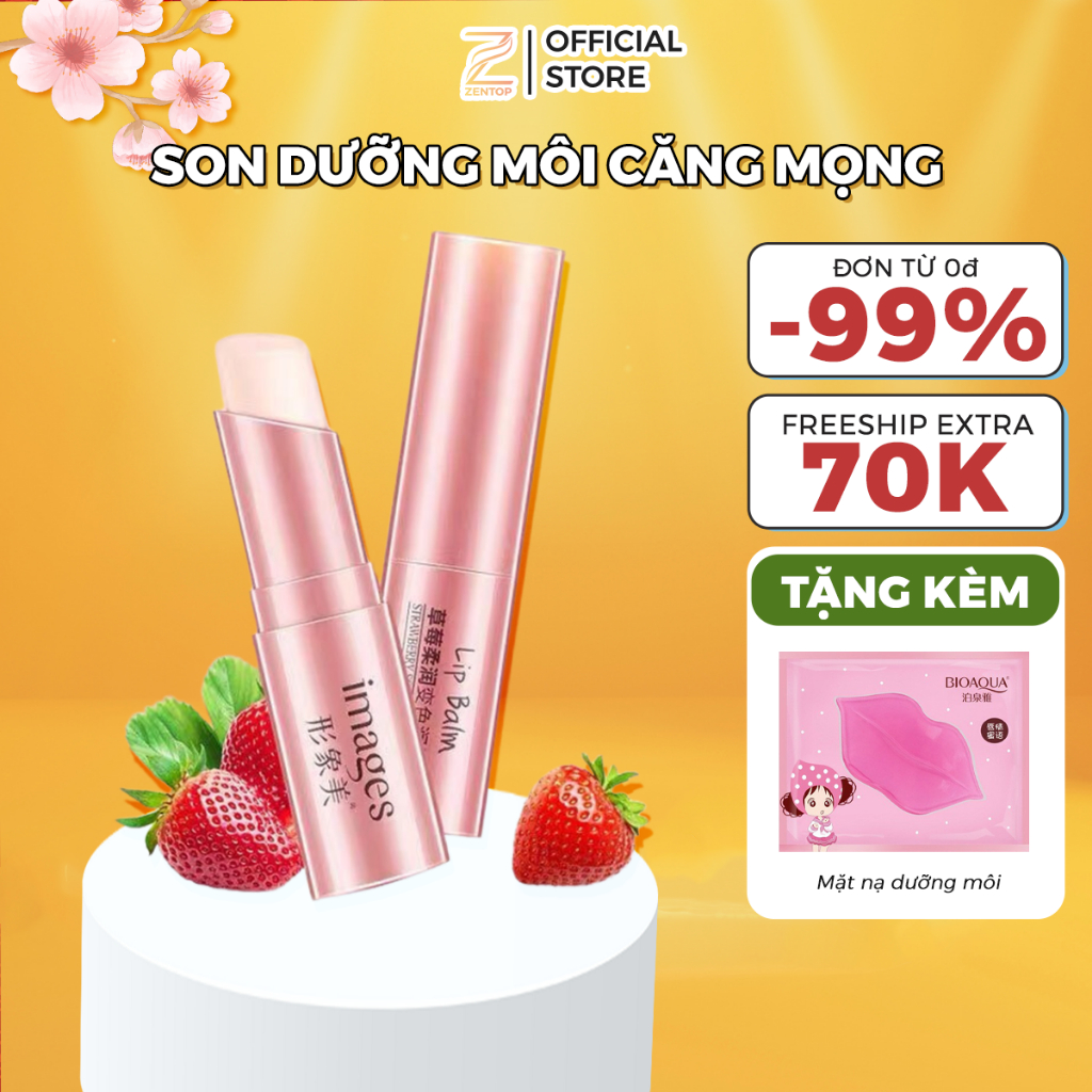 Son dưỡng môi IMAGES dâu tây mật ong son có màu dưỡng môi căng mọng hot-trend Zentop