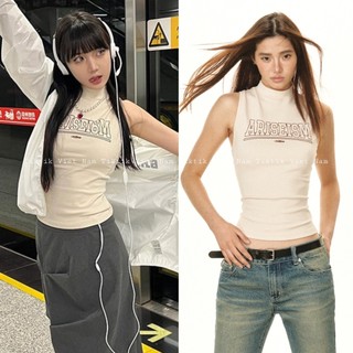 Áo ba lỗ sát nách cổ lọ màu be chất thun cotton co giãn ARISEISM phong cách cá tính năng động - Tiktik