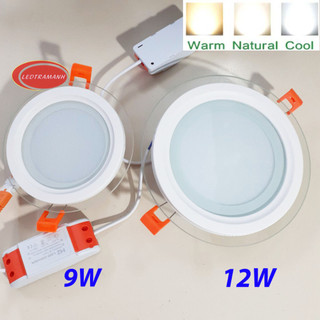 Đèn led âm trần viền kính 9w 12w 3 màu h2