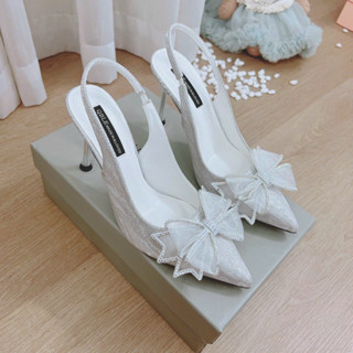 Giày sục cao gót MS123 nơ xinh mũi nhọn gót cao 9cm dành cho nàng đi chơi,đi tiệc