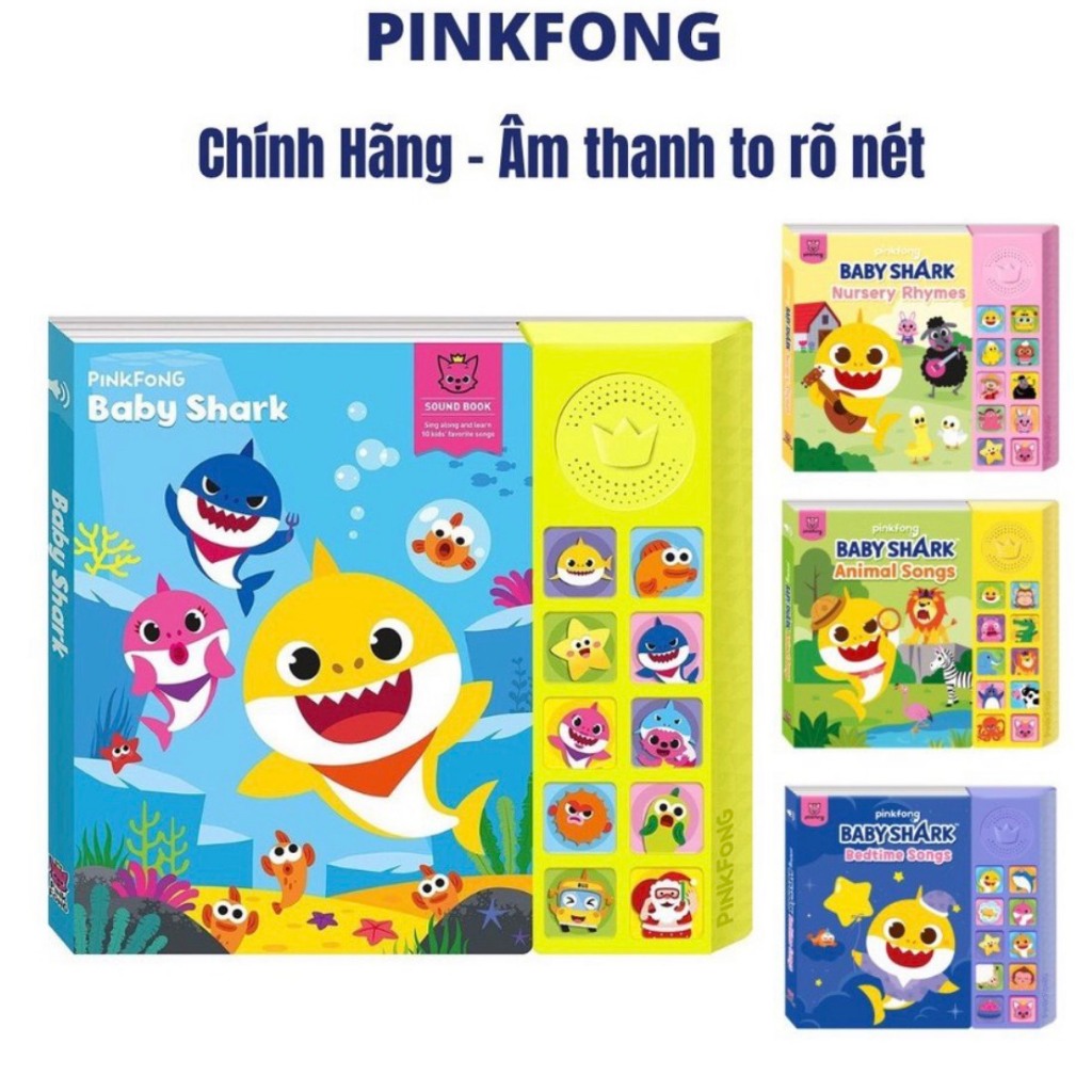 Nhạc Baby Shark Pinkfong - Chính hãng - Sách âm thanh cho bé 1,2,3,4 tuổi sound book