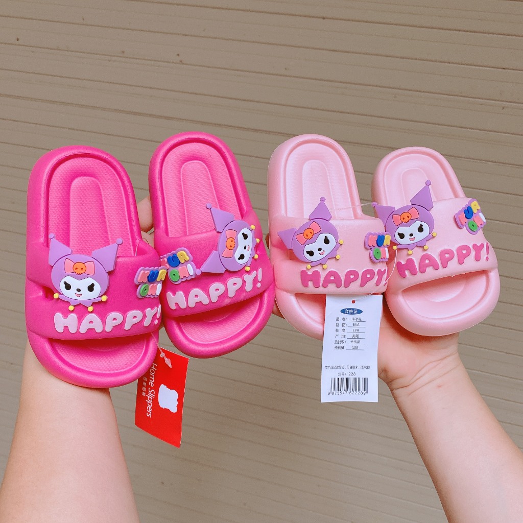 Dép Lê Siêu Nhẹ Hàng EVA Cao Cấp Tem Đỏ Stick Kuromi Đáng Yêu Cho Bé Gái K241