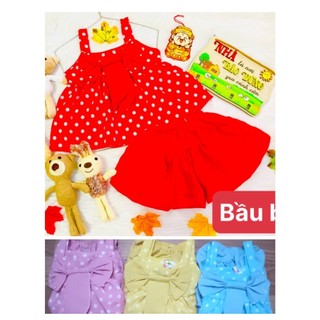 (3 bộ 3 màu 3 họa tiết khác nhau) Combo 3 Bộ Lụa Quần Bí Bé (6-18kg)