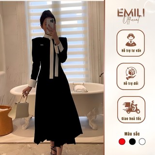 Đầm dài tay Emili sang chảnh, đầm đi tiệc phong cách tiểu thư [V211]