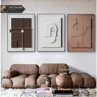 T66-Khổ Lớn Bộ 3 Tranh Treo Tường Vải Canvas Tráng gương CAO CẤP Trừu tượng 3D nghệ thuật sang trọng - Trang trí Cầu Th