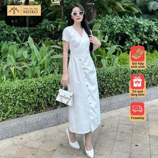 Đầm đắp chéo cột nơ Meiko Váy Đi Làm, Dạo Phố Siêu Xinh [Ảnh Thật, Gói Hộp Chỉn Chu]