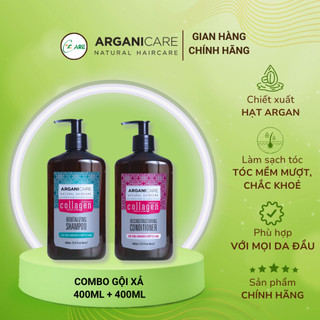 Combo dầu gội xả arganicare collagen làm sạch tóc, dưỡng tóc mềm mượt, phục hồi tóc hư tổn 400ml dc008