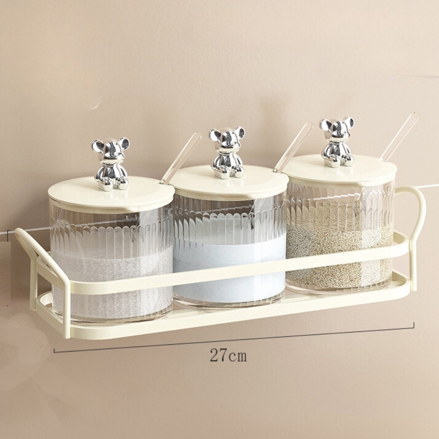 Hũ đựng gia vị kèm khay 3 hộp AHU01