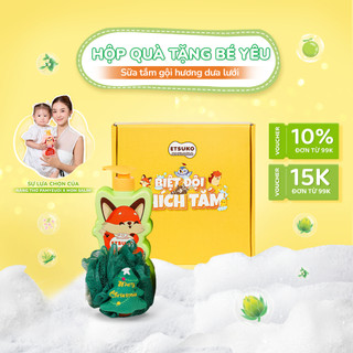 Hộp Quà Tắm Gội ETSUKO Hương Dưa Lưới Nhật 400ml Dưỡng Ẩm Dịu Nhẹ Kháng Khuẩn Bảo Vệ Cho Bé, An Toàn Cho Da Nhạy Cảm