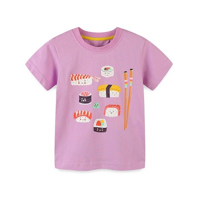 Áo thun bé gái cộc tay chất cotton họa tiết đáng yêu cho trẻ em 2 đến 7 tuổi