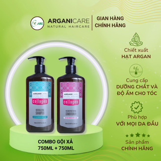 Combo Dầu Gội Xả ARGANICARE Collagen làm sạch tóc, dưỡng tóc mềm mượt, phục hồi tóc hư tổn 750ml  DC007