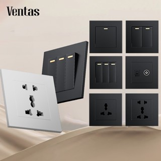 VENTAS Công Tắc Đèn Gắn Tường 1 / 2 / 3 / 4 Gang Nút Màu Trắng /Đen/ Xám