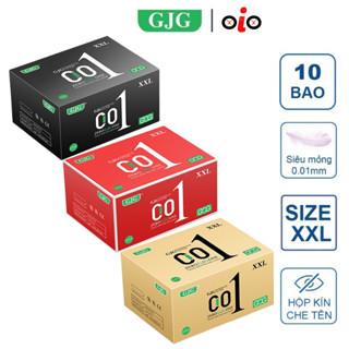Bao cao su size lớn GJG 55mm siêu mỏng 001 nhiều gel bôi trơn kéo dài thời gian Hộp 10 BCS
