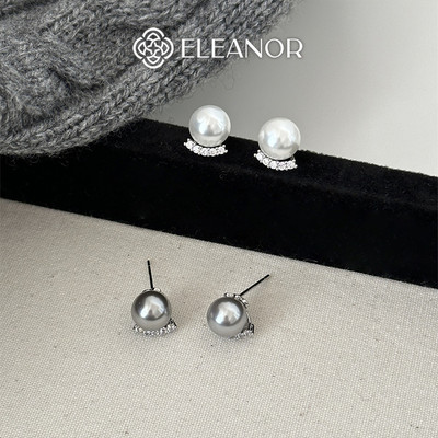 Bông tai nữ chuôi bạc 925 Eleanor Accessories đính đá khuyên tai basic phụ kiện trang sức 7128