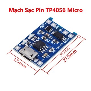 Mạch sạc pin tp4056 mini 5v 1a