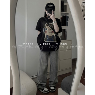 Áo Phông Rộng Cô Gái Cột Nơ