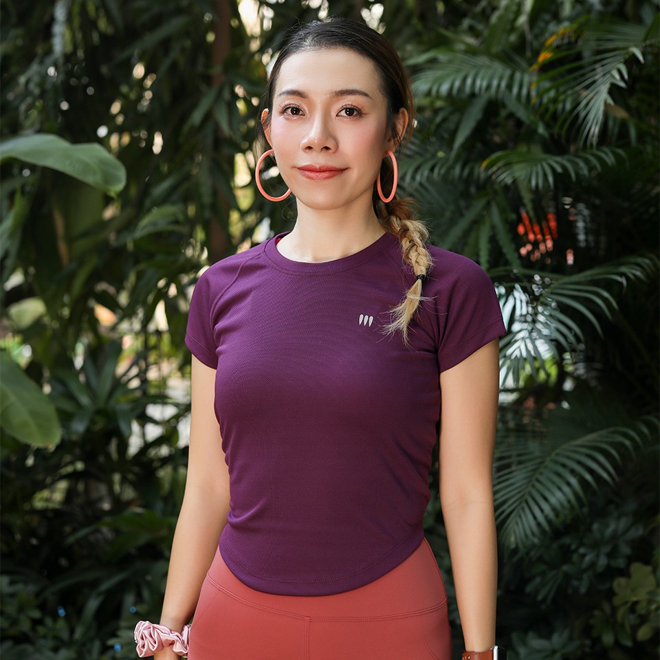 Áo tập gym yoga nữ, dáng croptop tay ngắn xẻ lưng Gymme - 36017