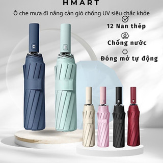 Ô che mưa Hmart Ô dù gấp gọn 12 nan tự động xếp gọn đi nắng mưa cản gió hiệu quả chống tia UV cao cấp siêu chắc khỏe
