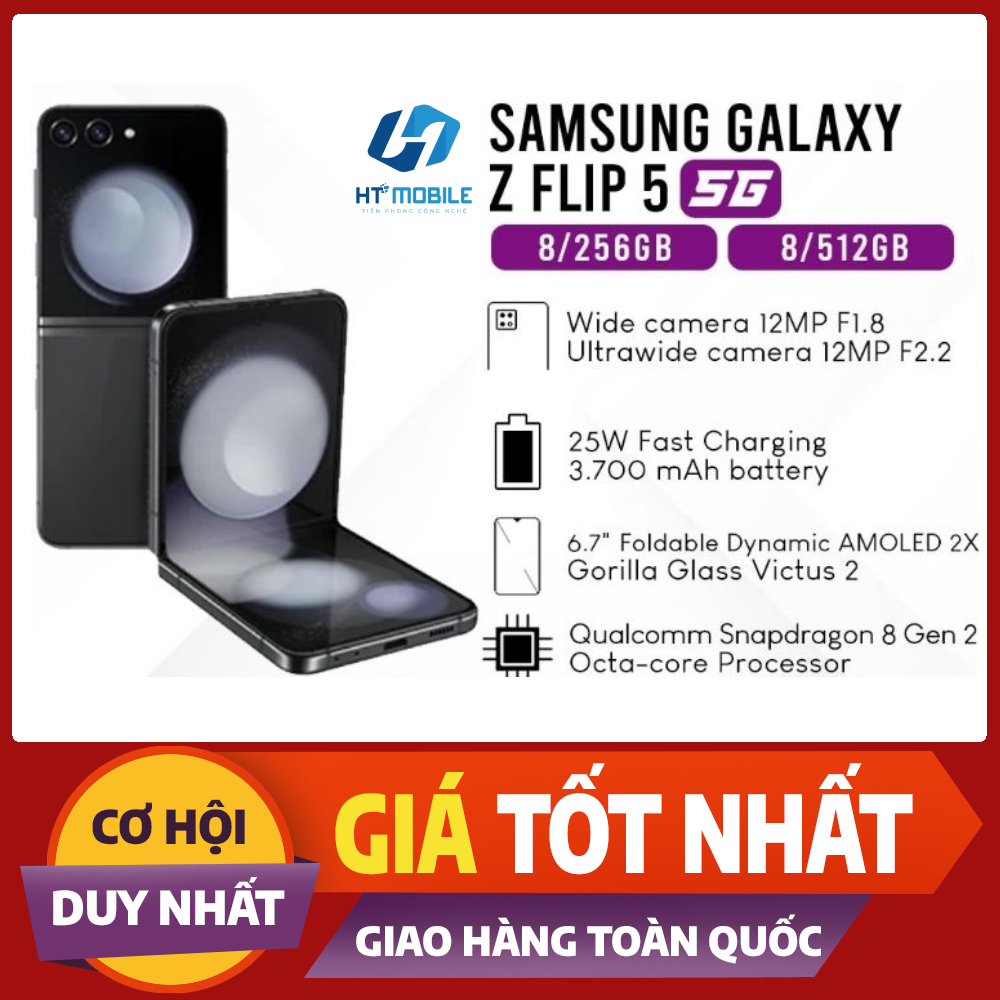 (bảo hành 1 đổi 1 trong vòng 12t) Điện thoại Samsung Galaxy Z Flip 5 (8GB/256GB và 8GB/512GB ) - hàng chính hãng