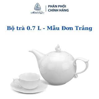 Bộ ấm trà 0.7 l mẫu đơn trắng - gốm sứ cao cấp minh long i