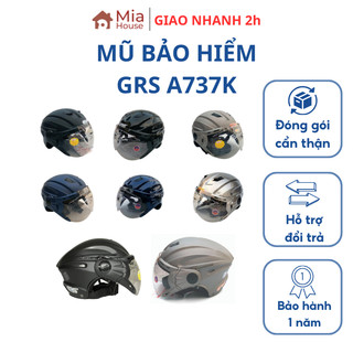 Mũ bảo hiểm nửa đầu nam nữ 1/2 có kính âm GRS A737K nhiều màu có bảo hành chính hãng cao cấp