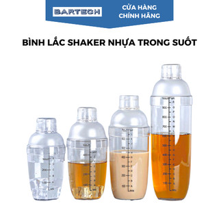 Bình Lắc Shaker Nhựa Pha Chế Trong Suốt Dung Tích 350ml - 530ml - 700ml - 1000ml (Đã bao gồm nắp) - Bartech