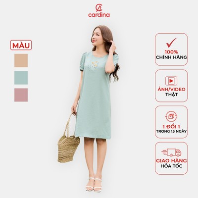 Đầm nữ CARDINA chất liệu đũi nhật cao cấp phom suông tay tròn tôn dáng trẻ trung năng động 4VSL03