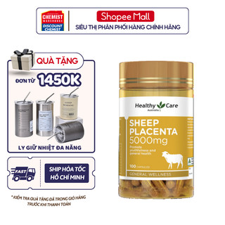 Viên uống nhau thai cừu Healthy Care Sheep Placenta 5000mg chống lão hóa, giúp da căng mịn 100 viên của Úc