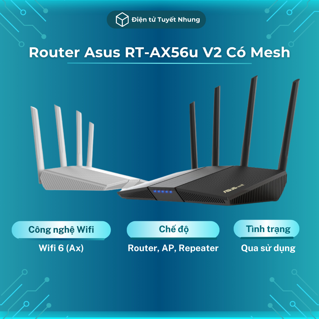 Router Asus Ax56 V2 Chuẩn Ax1800, 2 Băng Tần, Có Mesh, Qua Sử Dụng - Router Wifi BH Lỗi 1-1