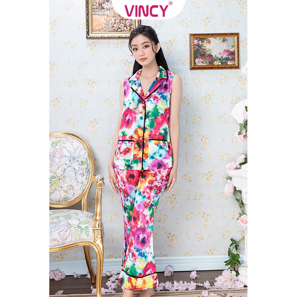 Bộ Đồ Satin Dài Nữ Vincy BSD050S21