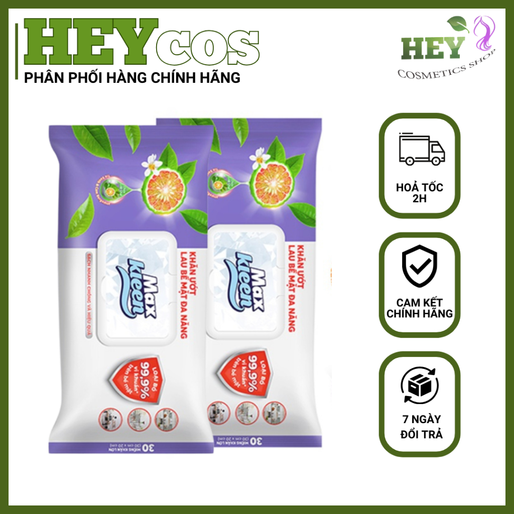 [ CHÍNH HÃNG] Khăn Ướt Lau Bề Mặt Đa Năng MaxKleen (30 miếng khăn lớn )