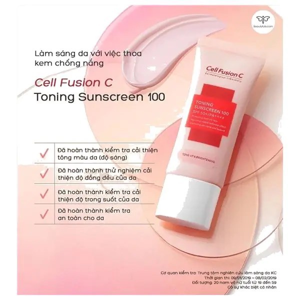 Kem chống nắng Cell Fusion C Hàn Quốc, Nâng Tone Che Khuyết Điểm Chỉ Số Chống Nắng SPF50+/PA+++