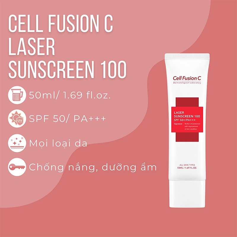 Kem chống nắng Cell Fusion C Hàn Quốc, Nâng Tone Che Khuyết Điểm Chỉ Số Chống Nắng SPF50+/PA+++