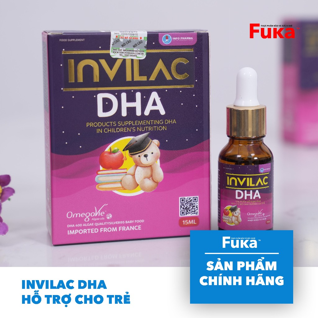 Invilac Vitamin DHA Bổ Sung DHA Cho Trẻ, Omega 3 Giúp Bé Tăng Chiều Cao, Phát Triển Trí Não (15ml)