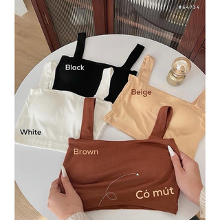 Áo bra bản to bra quây ngang, áo 2 dây bản to có mút ngực Trắng/Đen/Be/Nâu, bra dây bản ôm dáng
