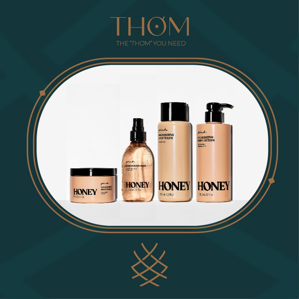 HONEY | Xịt Thơm Dưỡng Thể Lưu Hương Toàn Thân Pink Victoria's Secret Hair &amp; Body Mist Lotion Gel Body Wash