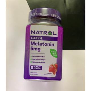 Kẹo dẻo ngủ ngon vị dâu Natrol Melatonin 5mg Sleep - 180 Viên