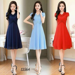 Đầm trung niên thiết kế dáng xoè dự tiệc voan lụa cao cấp, mềm mại, sang trong,thanh lịch bigsize B04