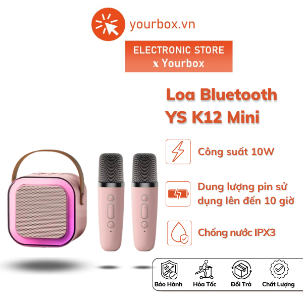 Loa Bluetooth Karaoke Mini K12 kèm mic không dây công suất 10W, Có Thể Thay Đổi Giọng, Dễ Sử Dụng - Yourbox.vn