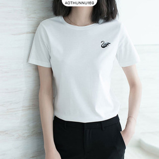Áo Thun Nữ Tay Ngắn In Logo Thiên Nga DLX Chất Thun 35% Cotton