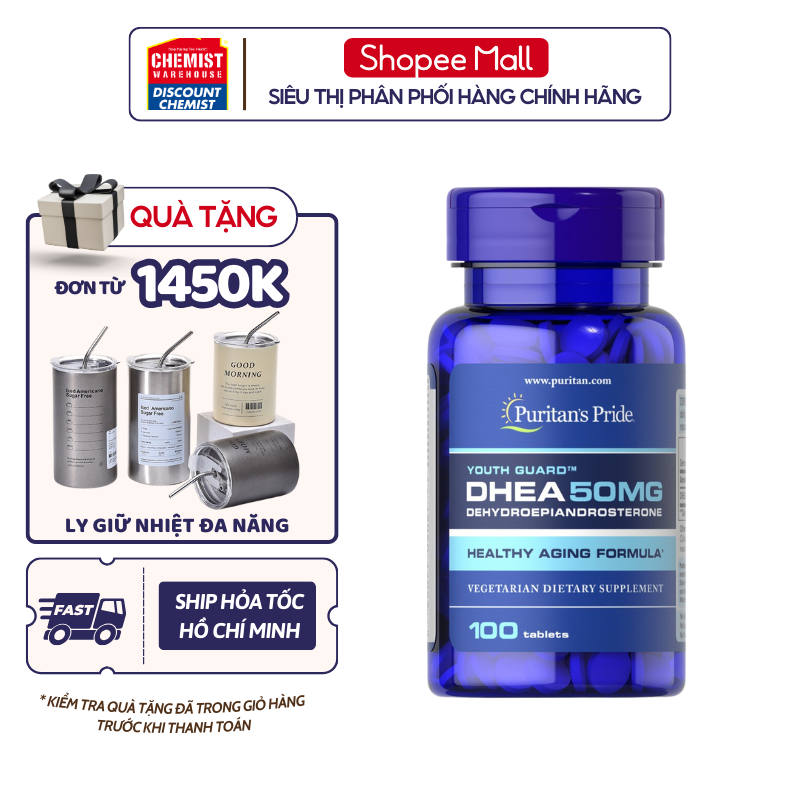 Tăng cường tiết tố Puritan's Pride Youth Guard DHEA 50mg giúp cải thiện sinh lý
