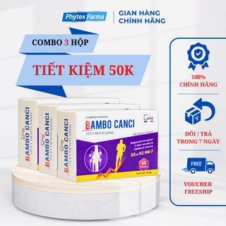 Combo 3 hộp viên uống bổ sung canxi hữu cơ, D3, K2 Bambo Canci Hộp 60 viên