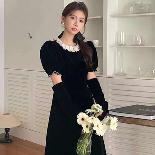 Đầm nhung ngắn tay kèm ống tay - Lyn's Closet