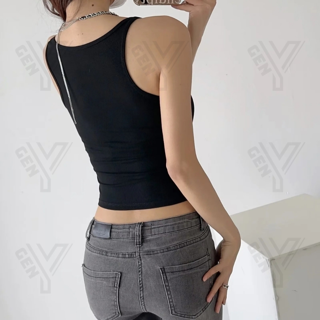 Áo ba lỗ dây nhỏ dáng dài GenY ôm body tôn dáng chất vải gân lụa thoáng mát mềm mại co giãn 2D1 | BigBuy360 - bigbuy360.vn