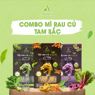 Combo Tam Sắc Mì Rau Củ Sạch Ahamisa Mì Ăn Kiêng, Mì Rau Củ Cho Bé, Ăn Chay, Thực Dưỡng 720 Gram