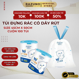 Túi Đựng Rác Có Dây Rút RAZUNO Loại Siêu Dày Dai Chắc Chắn, Túi Đựng Rác Chống Rò Rỉ Nước