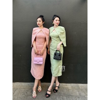 MEET - Set Tweed Váy Cúp Ngực + Áo Choàng