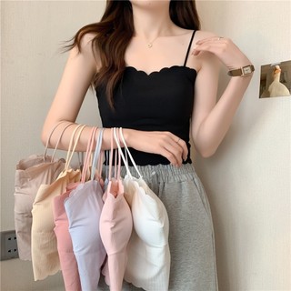 Áo hay dây bra nâng ngực CÓ ĐỆM, Áo 2 dây croptop lượn sóng chất liệu cotton co giãn