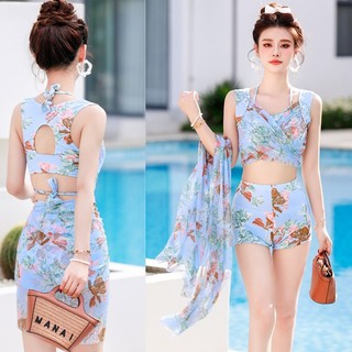 Áo tắm đi biển đẹp hoa ❤️FREE SHIP ❤️Set Bikini sexy 3 mảnh có quây siêu hot
