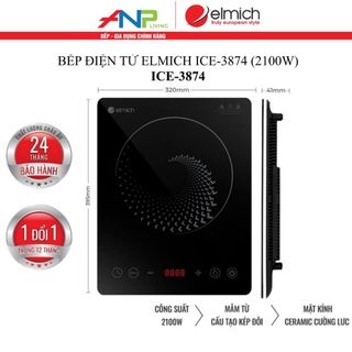 Bếp điện từ Elmich ICE-3874 (Công Suất 2100W, Mặt Kính Ceramic Chống Sốc Nhiệt)